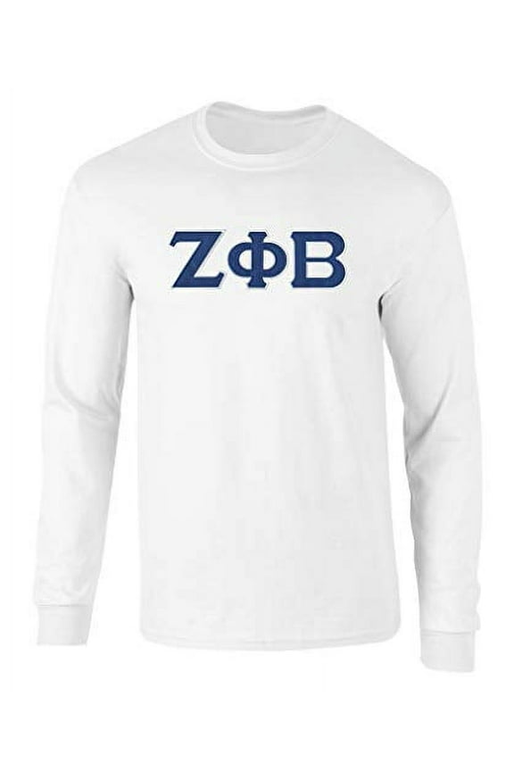 Zeta Phi Beta Embroidered Twill Letter Long Sleeve Tee White Large