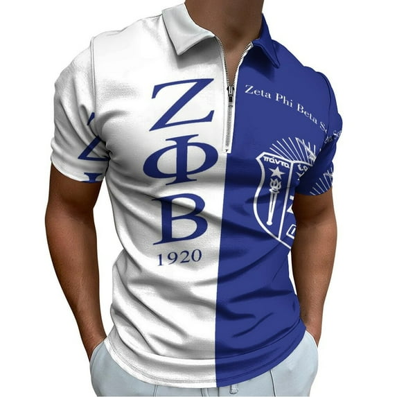 Zeta Phi Beta Men Zipper T-shirt Summer Casual Short Sleeve T-shirt Top