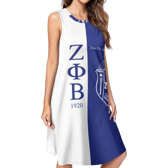 Zeta Phi Beta Spring Summer Dresses for Women Fashion T-shirt Dress Casual Sleeveless Loose Sundress with Pockets