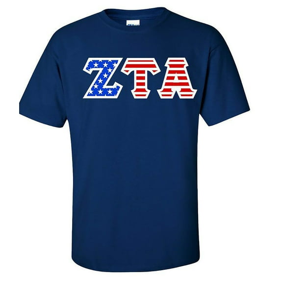 Zeta Tau Alpha Greek Letter American Flag Tee