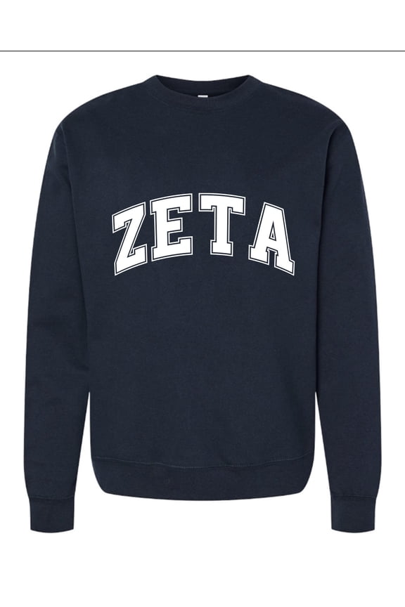 Zeta Tau Alpha Sweatshirt, Crewneck Sweatshirt with Varsity Greek Letters Design, Sorority Brand Colors - Size Medium