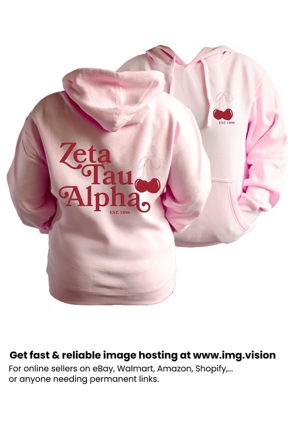 Zeta Tau Alpha Sweatshirt, Hooded Sweatshirt with Cherries Design, Size Large