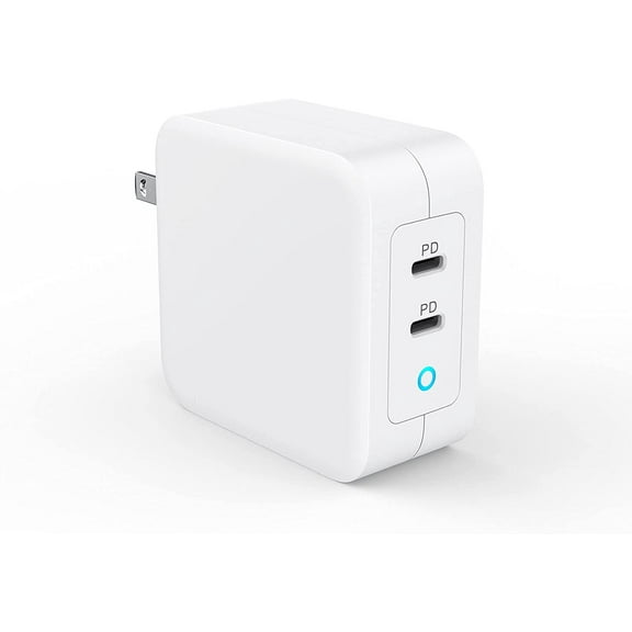 Zetic 100W USB C Charger GAN 2-Port Type C Wall Charger Foldable Fast Charger for MacBook Pro/Air, iPad Pro, iPhone 13/12/11, Galaxy/Note, Pixel and More