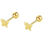 ZETSHION Butterfly Cartilage Earrings, 18K, Gold Plated, 4mm x 5mm