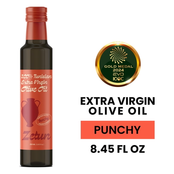 Zetun Cold-Pressed Extra Virgin Olive Oil, Punchy Flavor, 8.45 fl oz