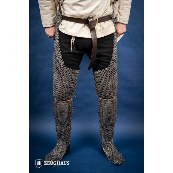 Zeughaus - Chainmail Chausses Flatring Riveted 9mm Stainless Steel (size: XL/XXL )