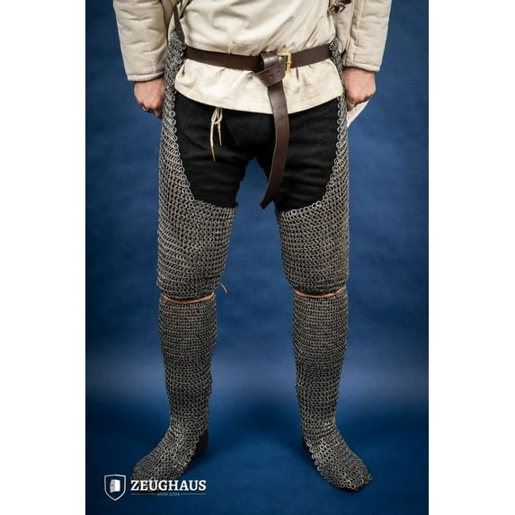 Zeughaus - Chainmail Chausses Flatring Riveted 9mm Stainless Steel (size: XL/XXL )