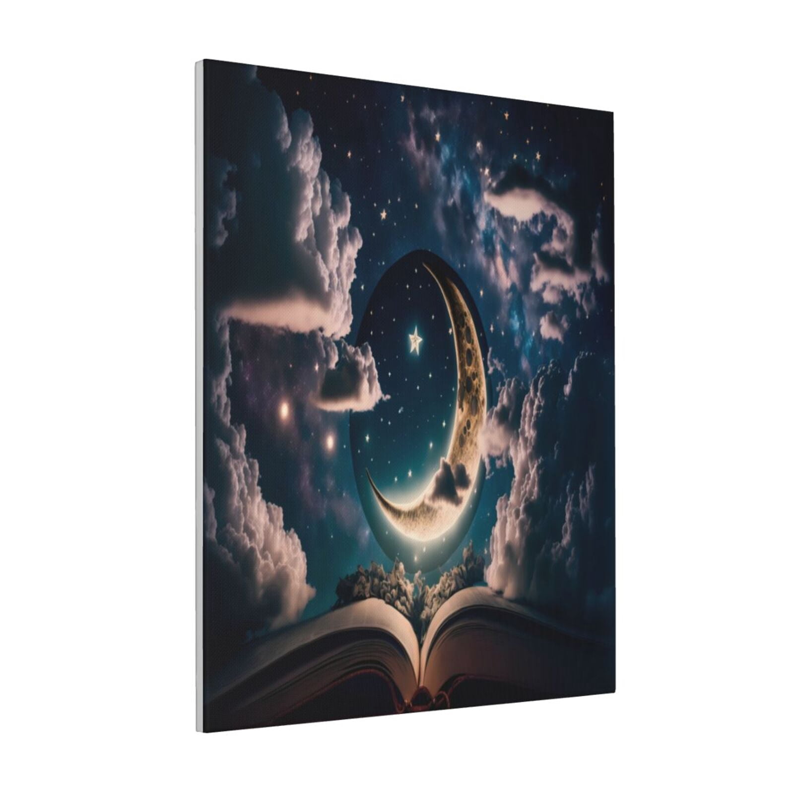 Zeuib Artistic Starry Sky Moon Book Print Farmhouse Canvas Wall Art For ...