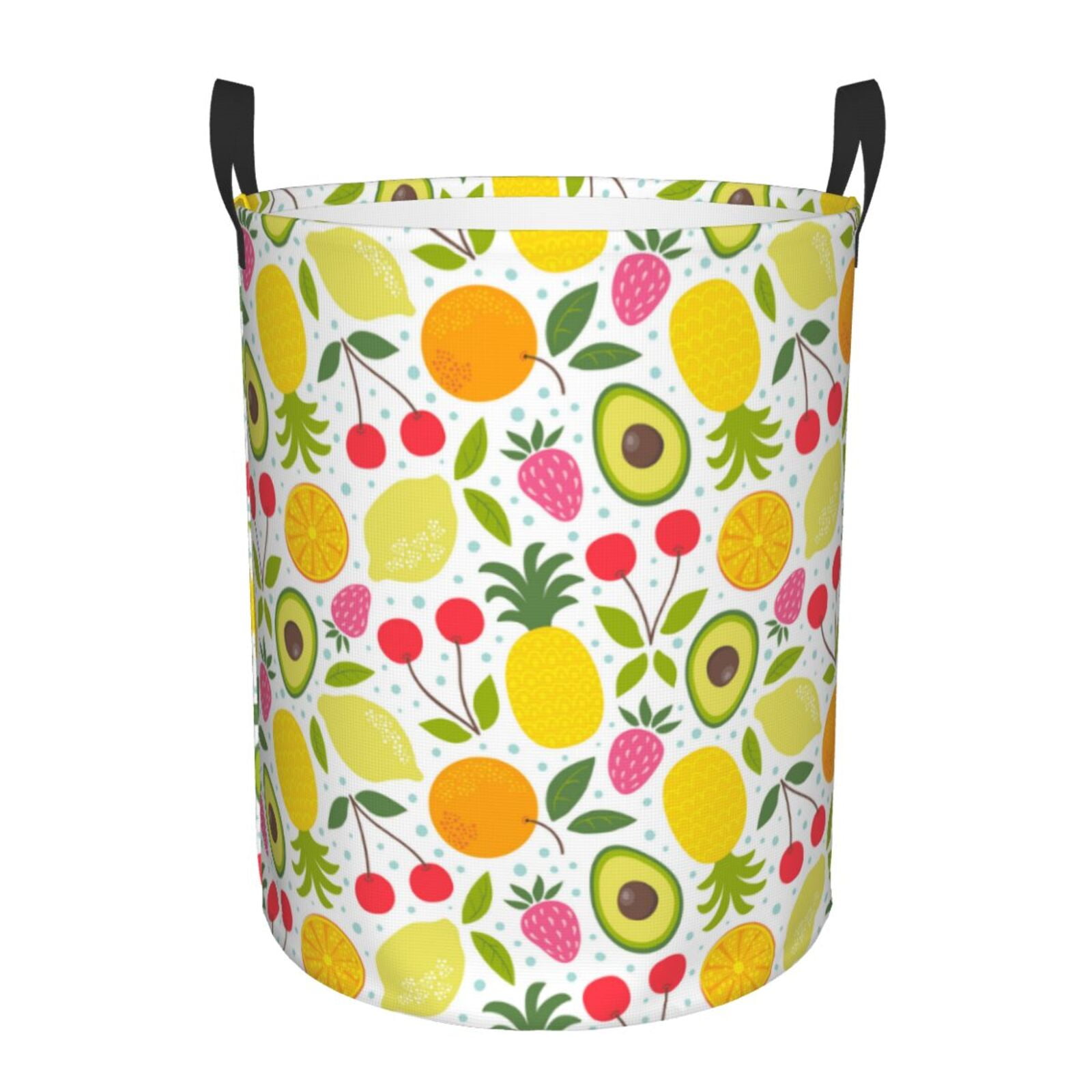 Yellow Pineapple Print Laundry Basket