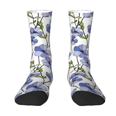 Zeuib Blue Flax Flowers High-Performance Moisture-Wicking SocksmDurable, Breathable, Anti-Odor, Cushioned Support, Non-Slip Heel Tab-One Size