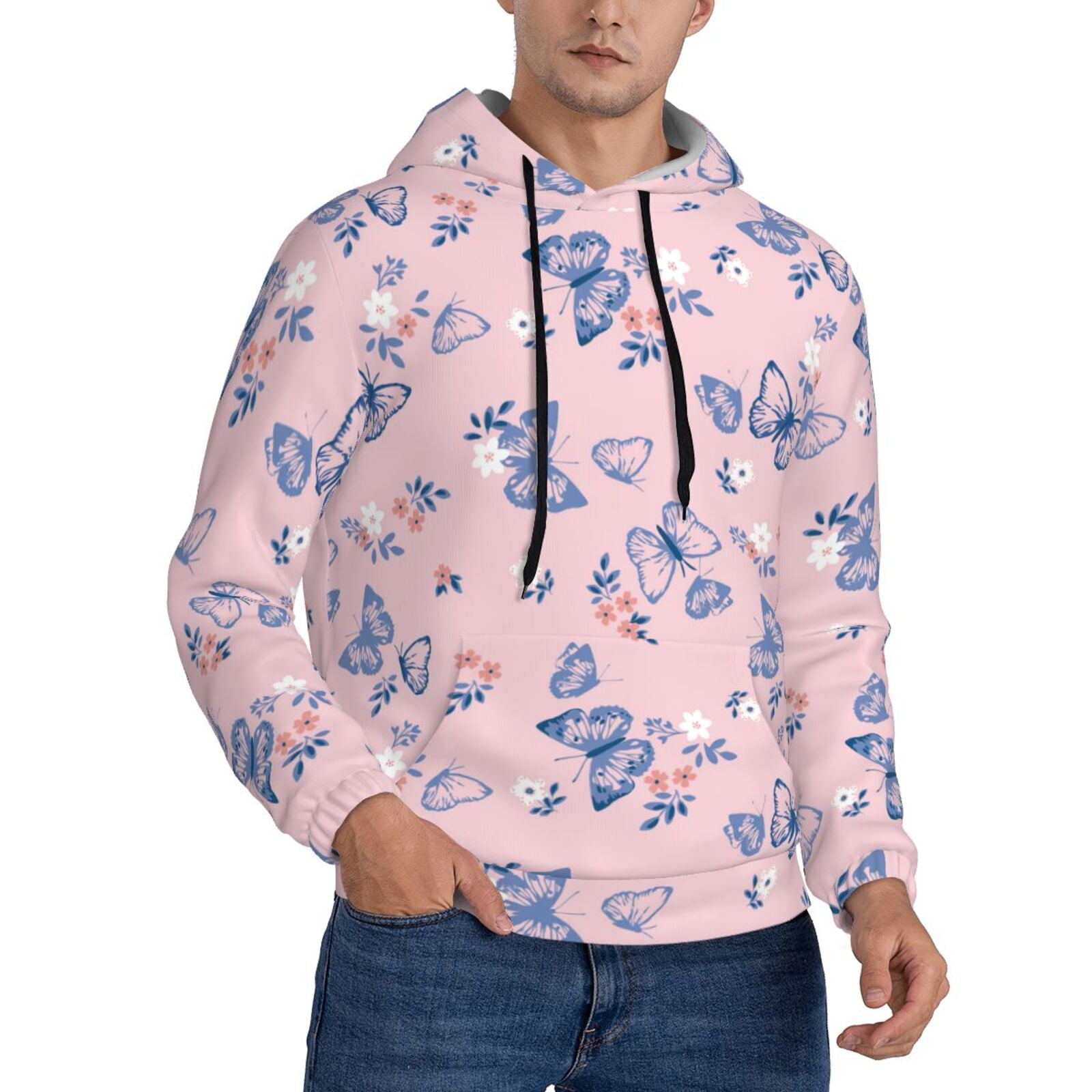 Zufioo Butterfly Design Fleece Comfortable Hoodie for Mens,Sweatshirt ...
