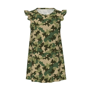 Zeuib Camouflag Charming and Comfortable Short Sleeve Nightwear Dress for Girls ,Soft, Breathable,Perfect for Sleeping and Daily Wear-Small
