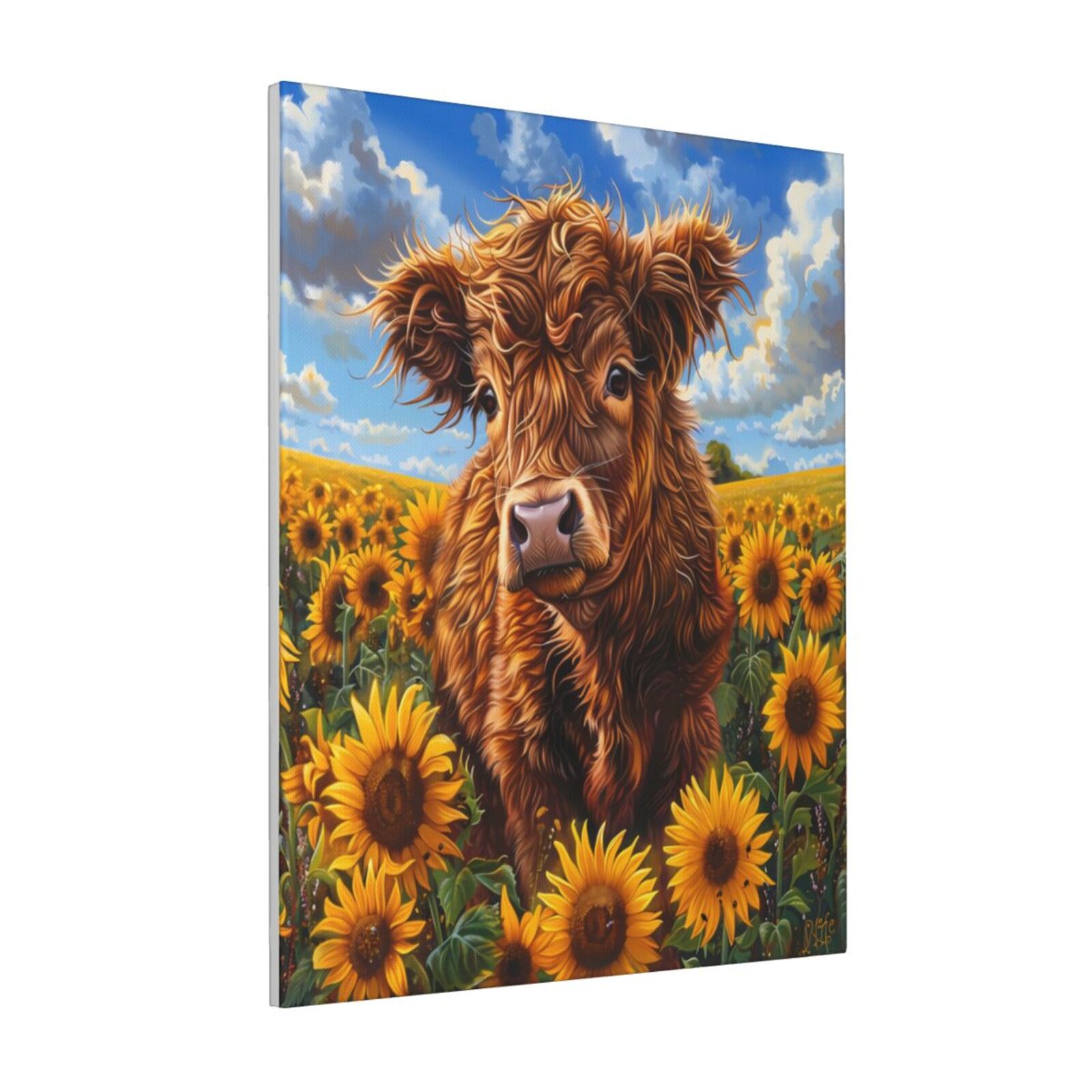 Zeuib Cloud Sky Sunflower Cow Print Farmhouse Canvas Wall Art For ...