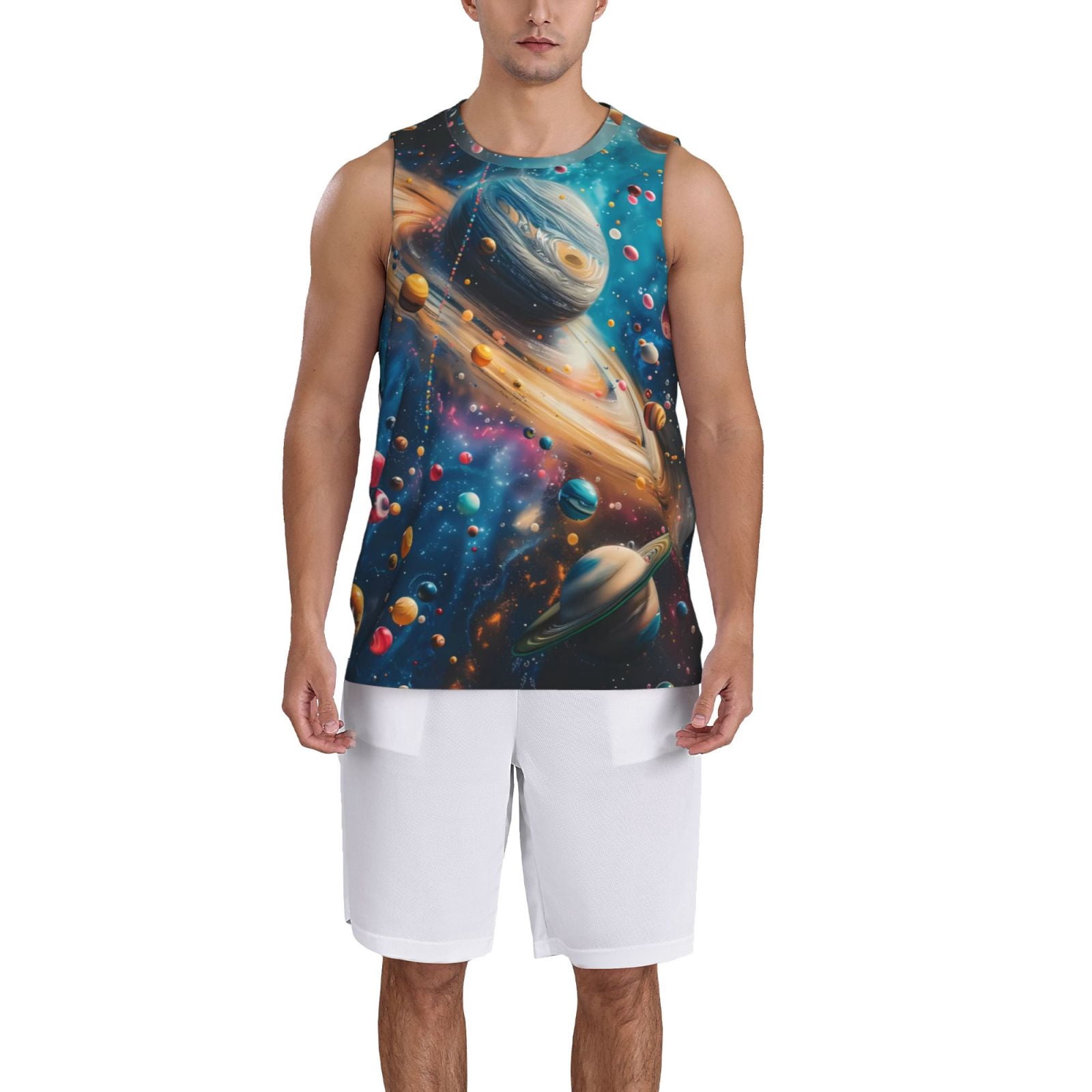 Zeuib Colorful Planet Universe Jersey Shirt for Men,Mesh Athletic ...