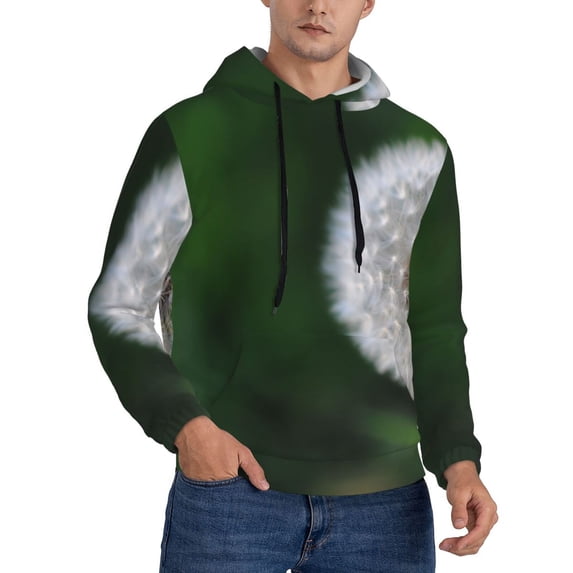 Zufioo Dandelion Design Fleece Comfortable Hoodie for Mens,Sweatshirt for Men,Pullover Hooded Sweatshirt for Men -Small
