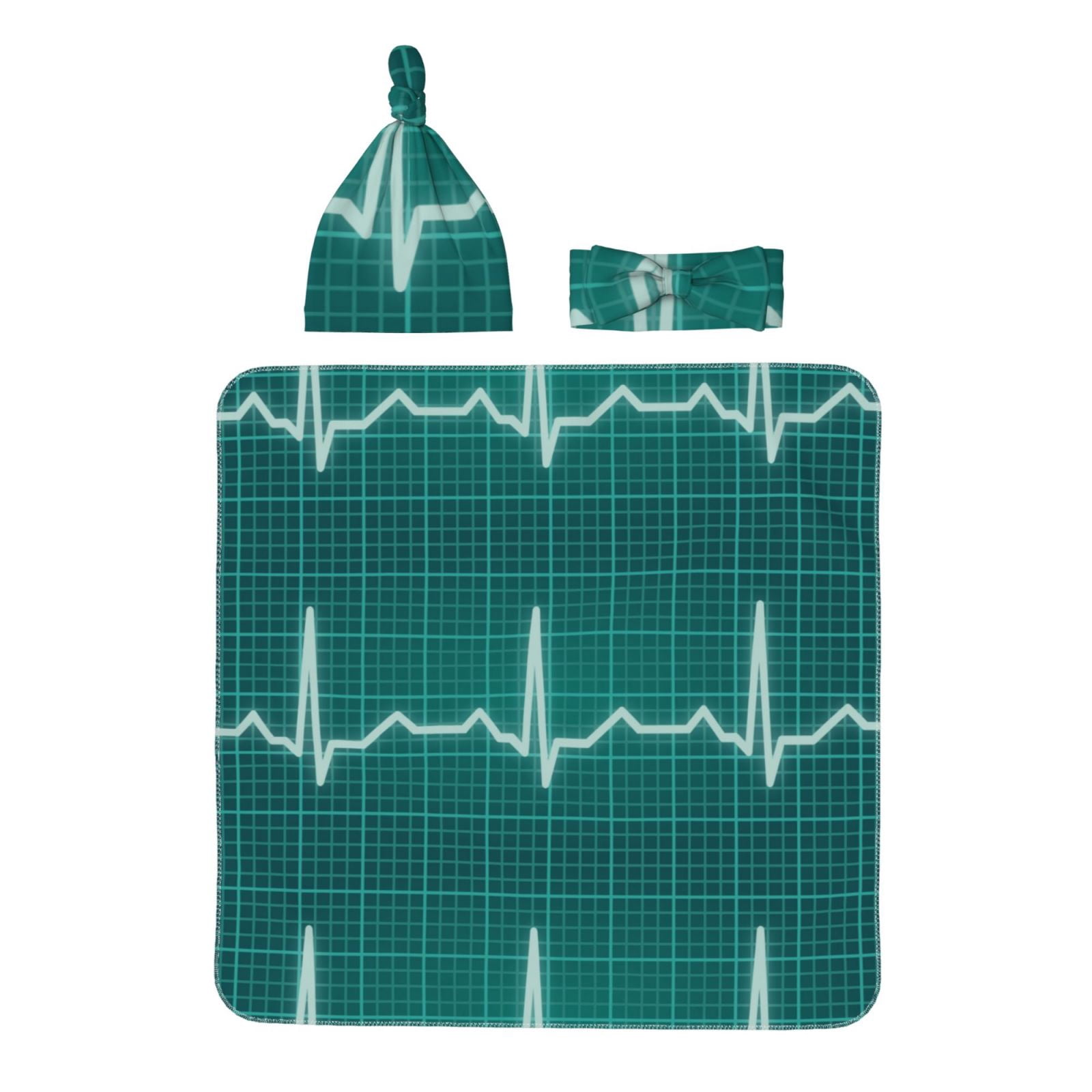 Zeuib ECG Wave Newborn Swaddle Set Baby Receiving Blanket with Matching