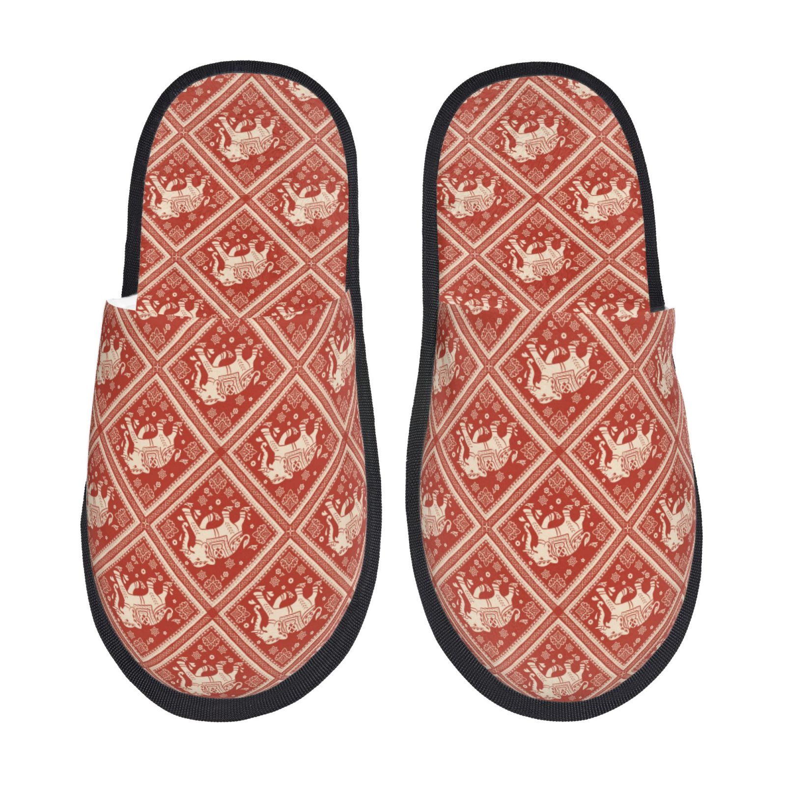 Red Elephant Aztec Pattern Print Premium Home Slippers main image 0