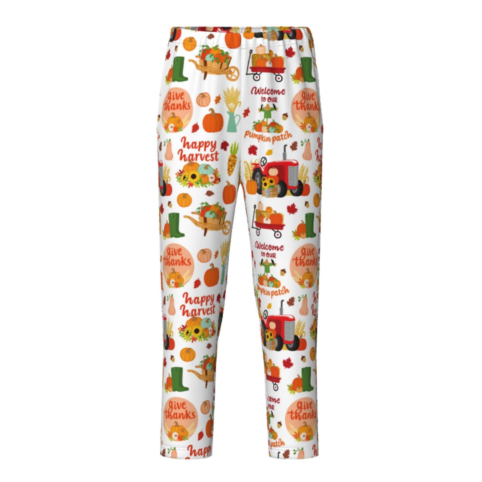 Zeuib Fall Farm Pumpkin Print Pajama Pants for Girls Boys,PJ Bottoms ...