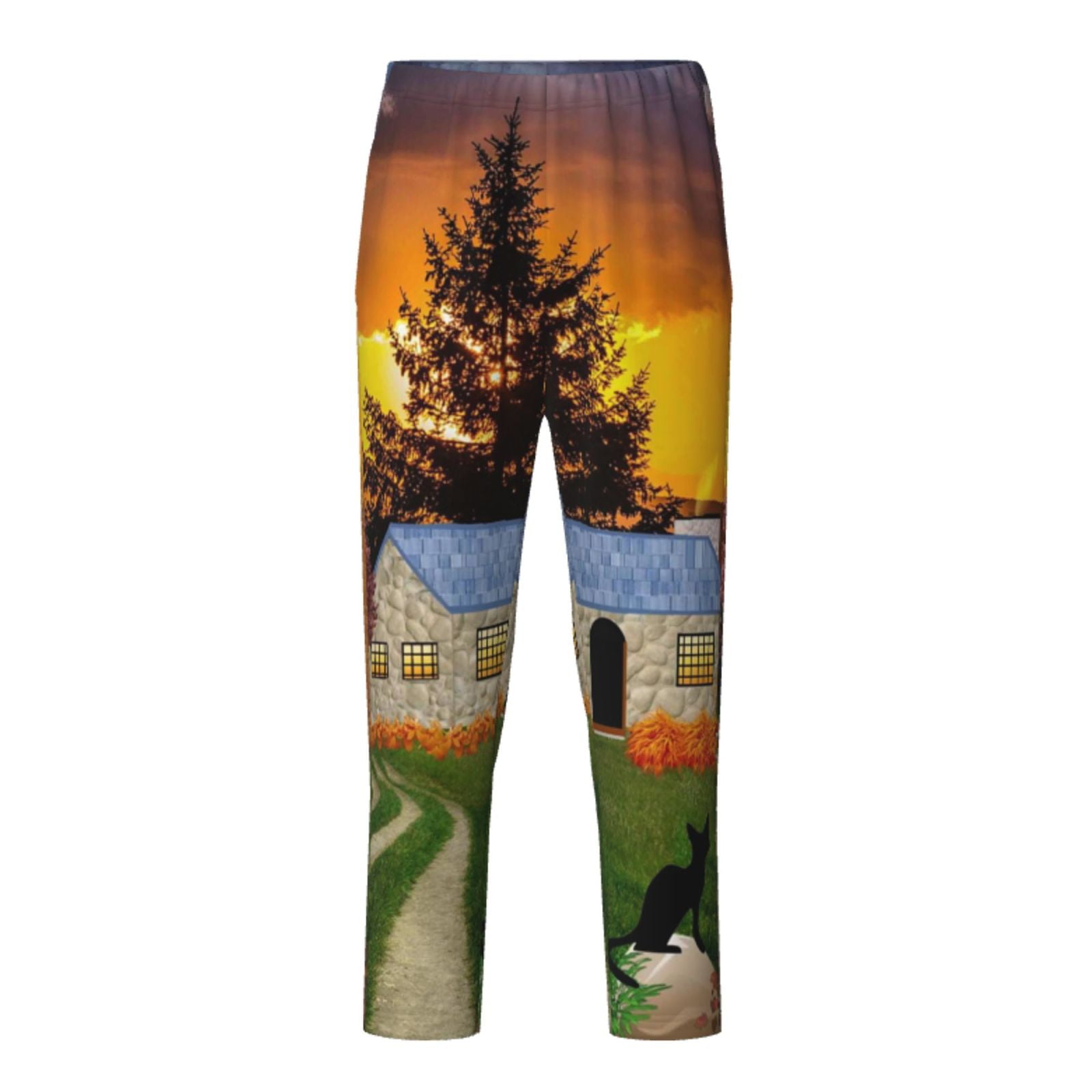 Zeuib Fall Village Scenery Print Pajama Pants for Girls Boys,PJ Bottoms ...