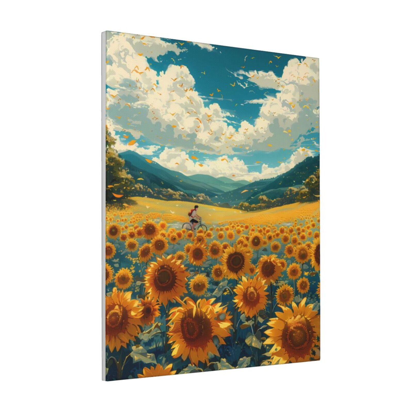 Zeuib Field Style Bicycle Young Sunflower Print Farmhouse Canvas Wall ...