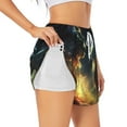 thumbnail image 1 of Zeuib Firefly Forest Fox Print 2 in 1 Women's Workout Shorts for Gym Yoga Running, Athletic Shorts with Phone Pockets-XX-Large, 1 of 7