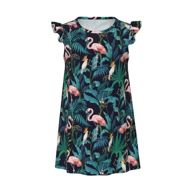 Tropical Leaf Print Comfortable Versatile Dress Tropical Leaf Print Comfortable Versatile Dress