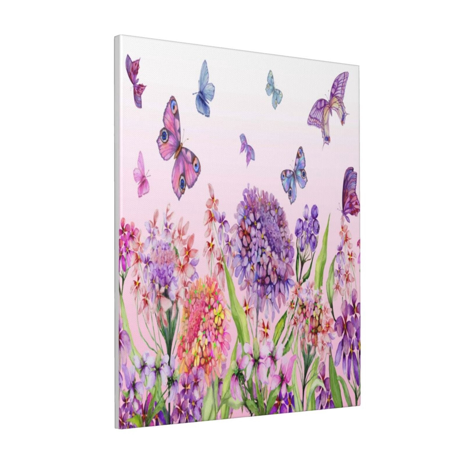Zeuib Flowers And Colorful Butterflies Print Farmhouse Canvas Wall Art ...