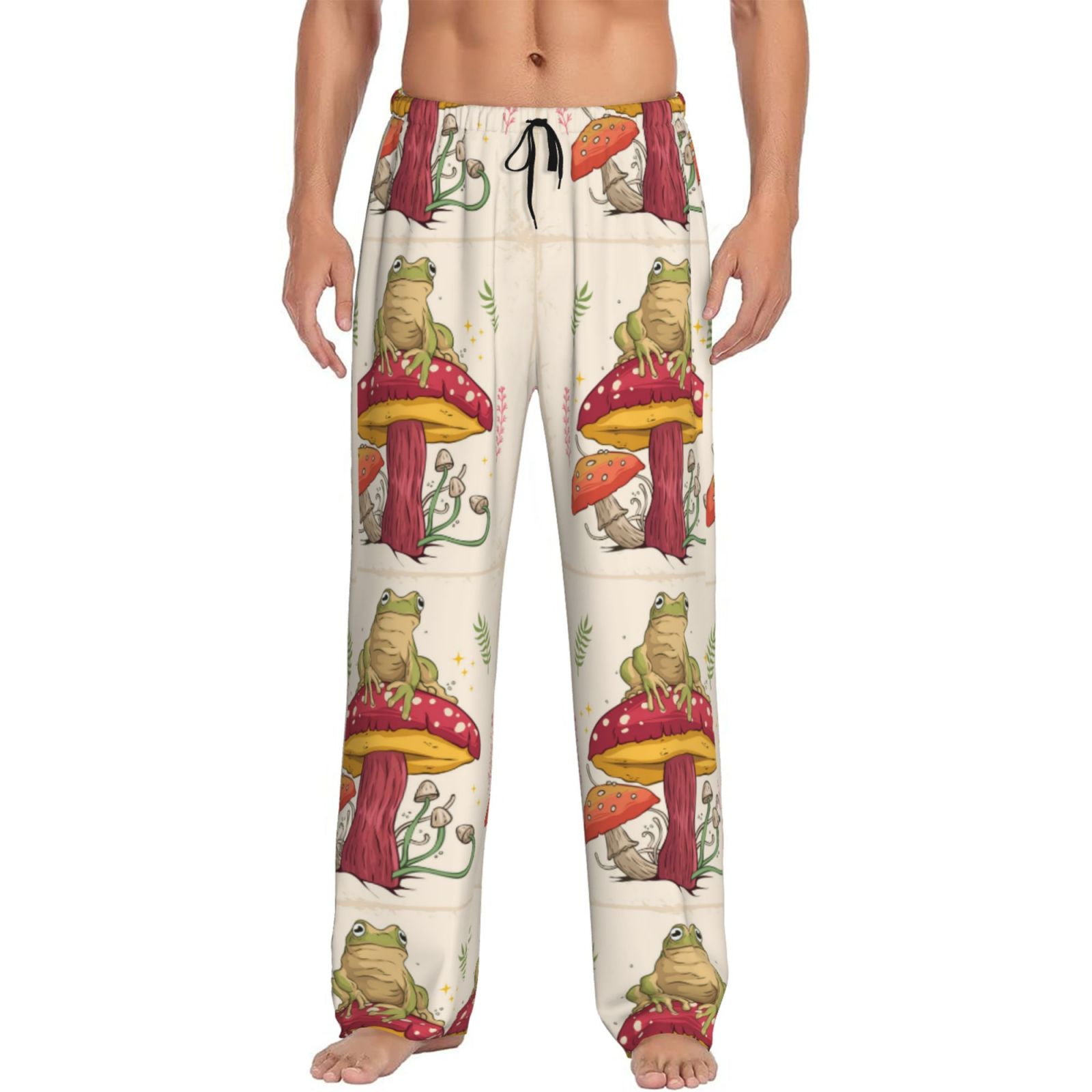 Zeuib Frog Sitting On Mushroom Men's Pajama Pant Sleep Pajama Lounge
