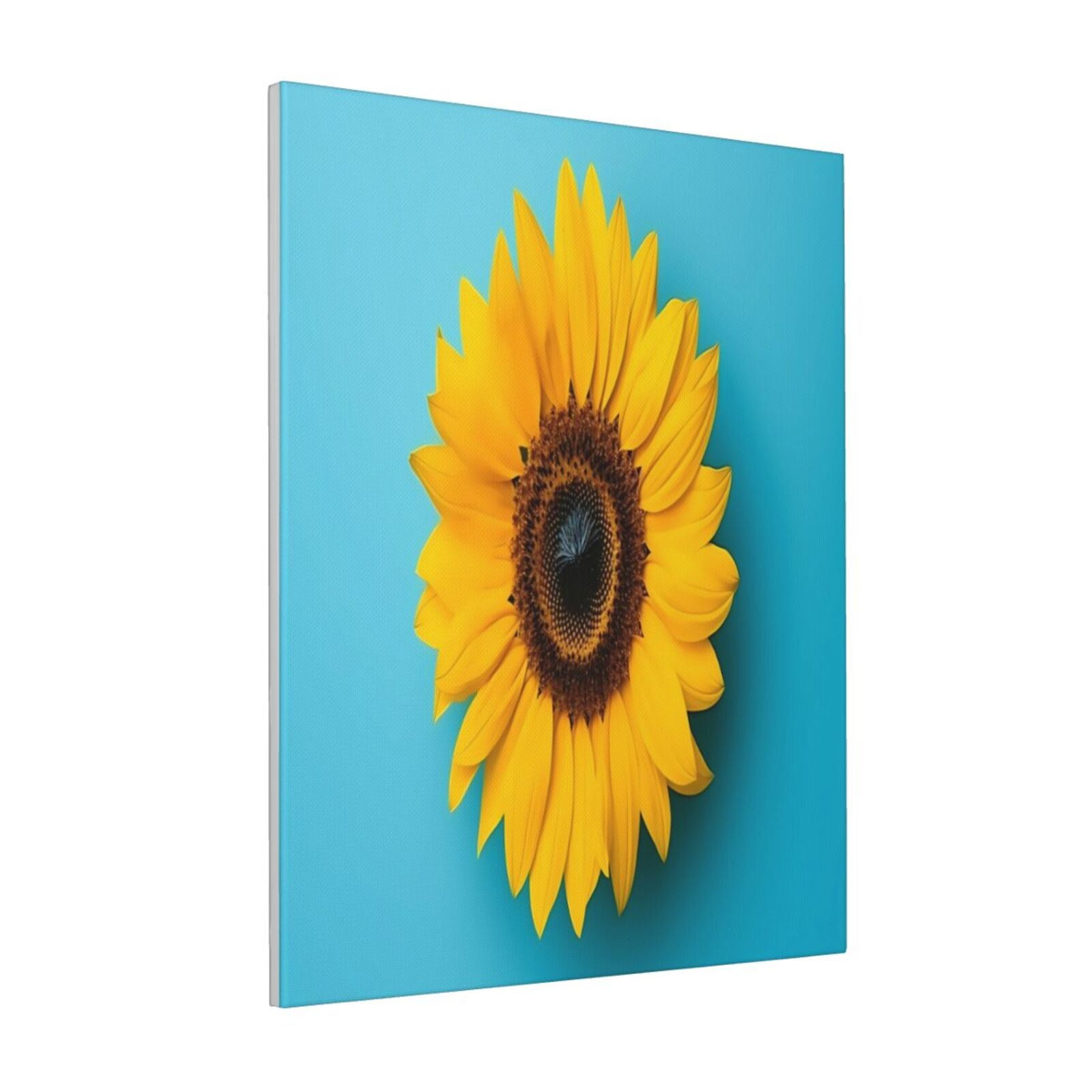 Zeuib Golden Sunflower in Blue Print Farmhouse Canvas Wall Art For ...