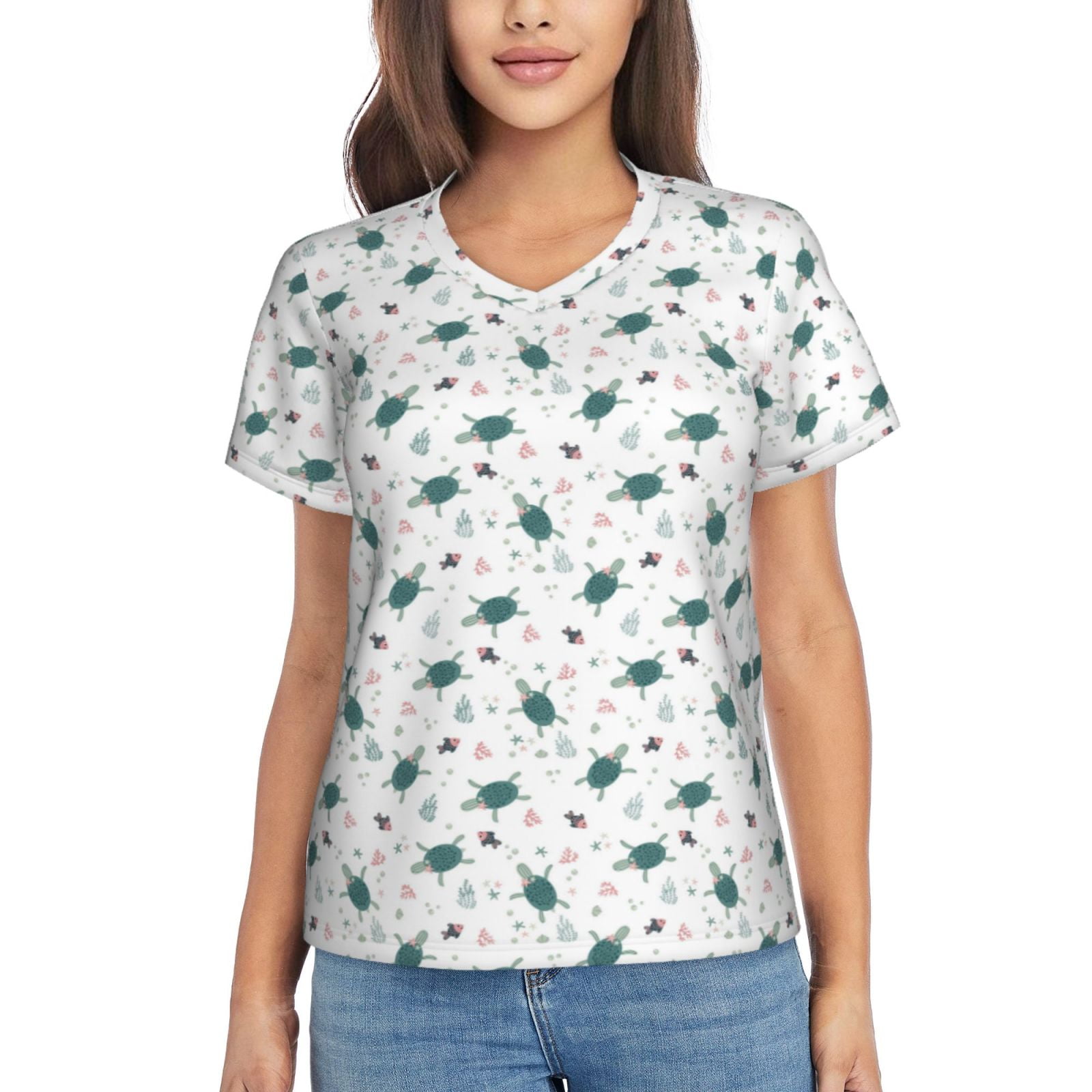 Turtle Print Casual Women'S Shirt main image 0