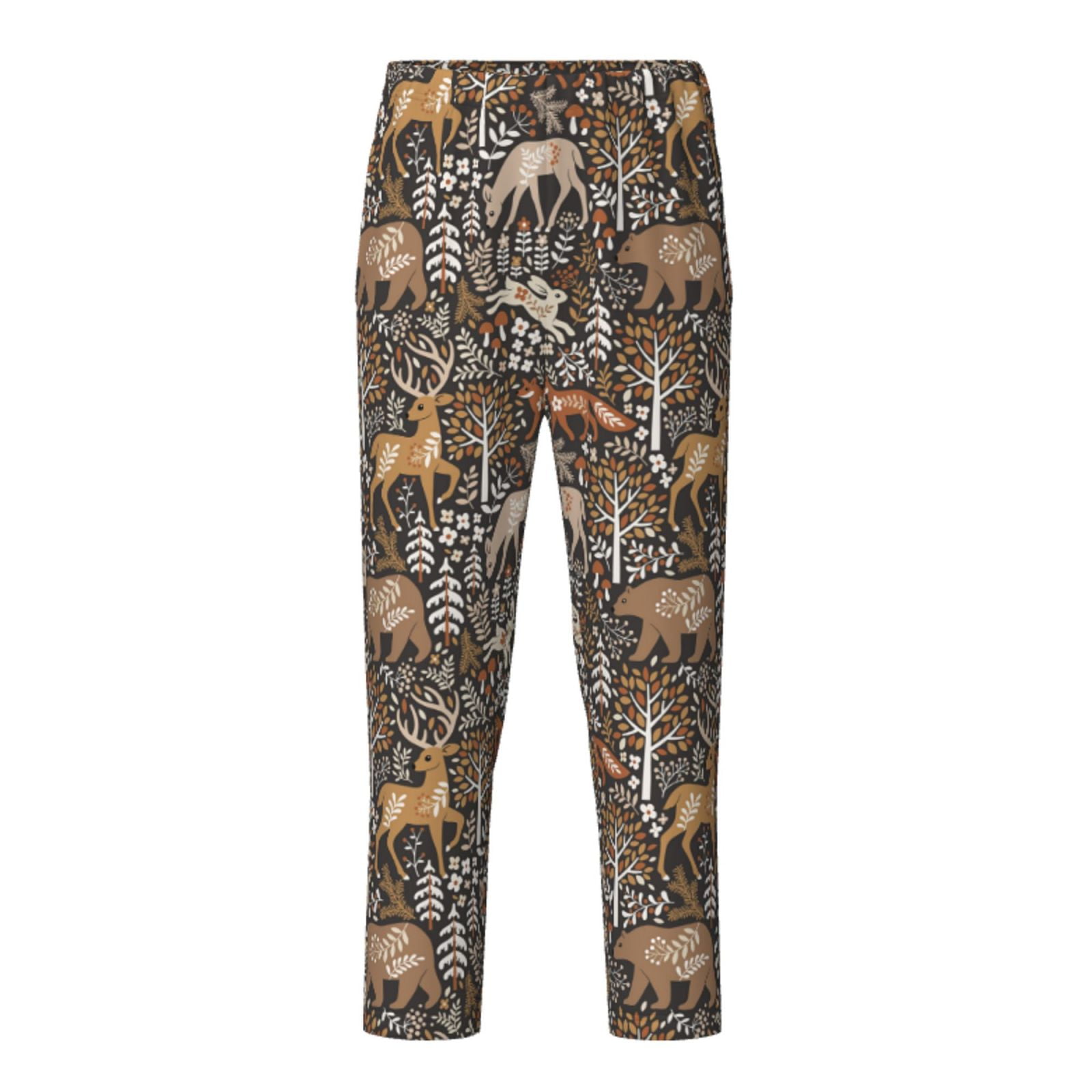 Zeuib Moose fox bear leaf tree Print Pajama Pants for Girls Boys,PJ ...