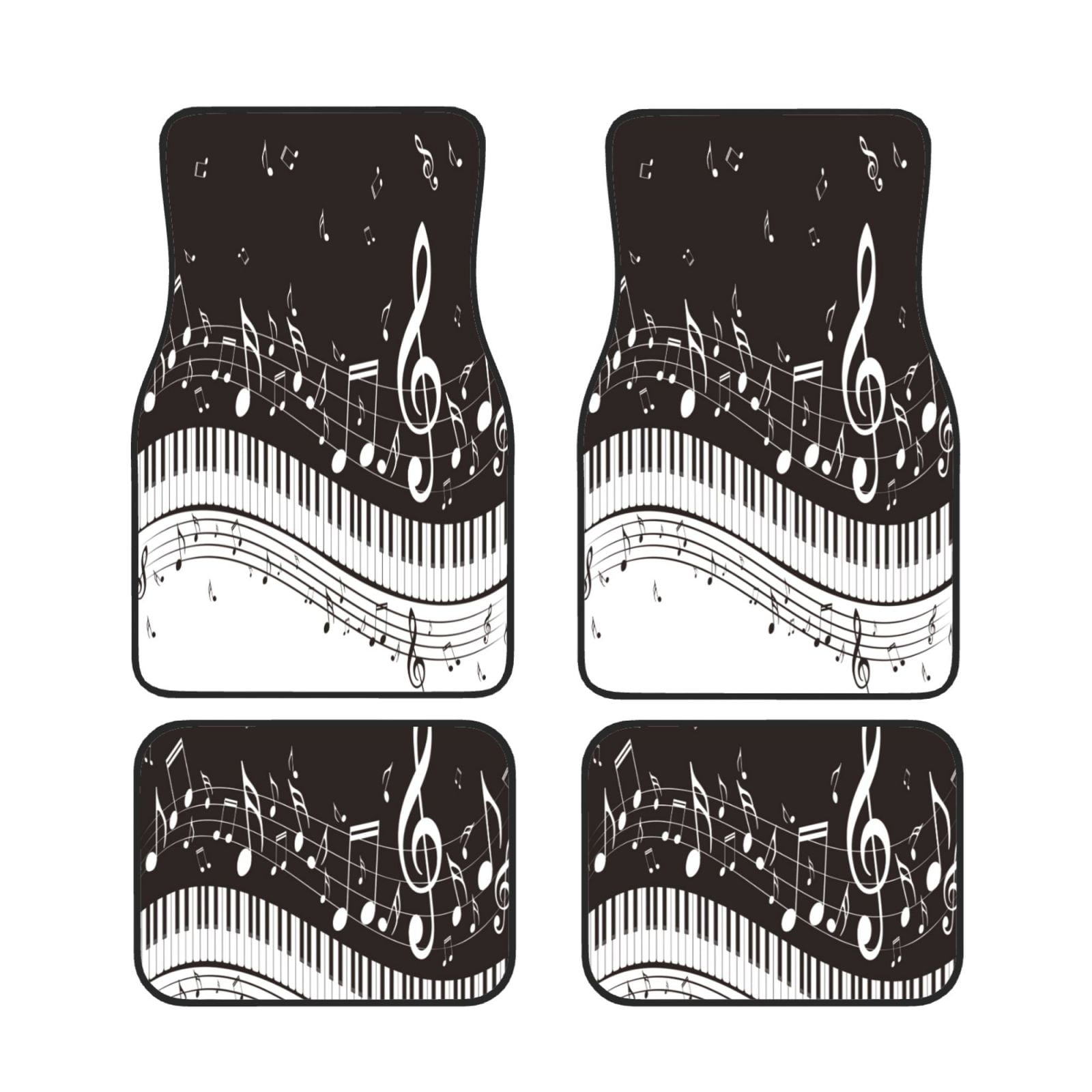 Zeuib Piano Keys With Musical Notes Print Waterproof Universal Fit Car ...