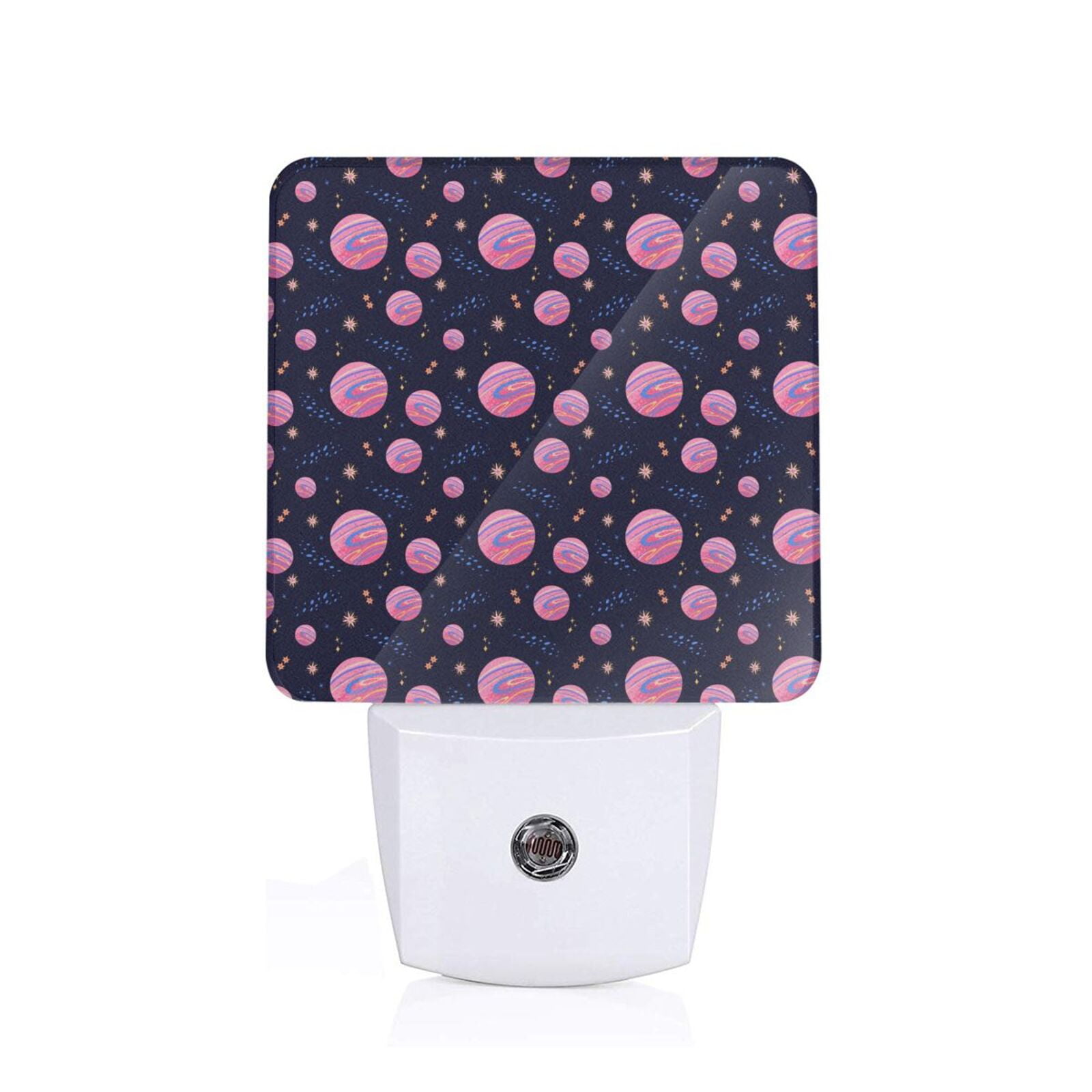 Zeuib Pink Planets And Stars LED Night Light,Plug in Night Light with ...