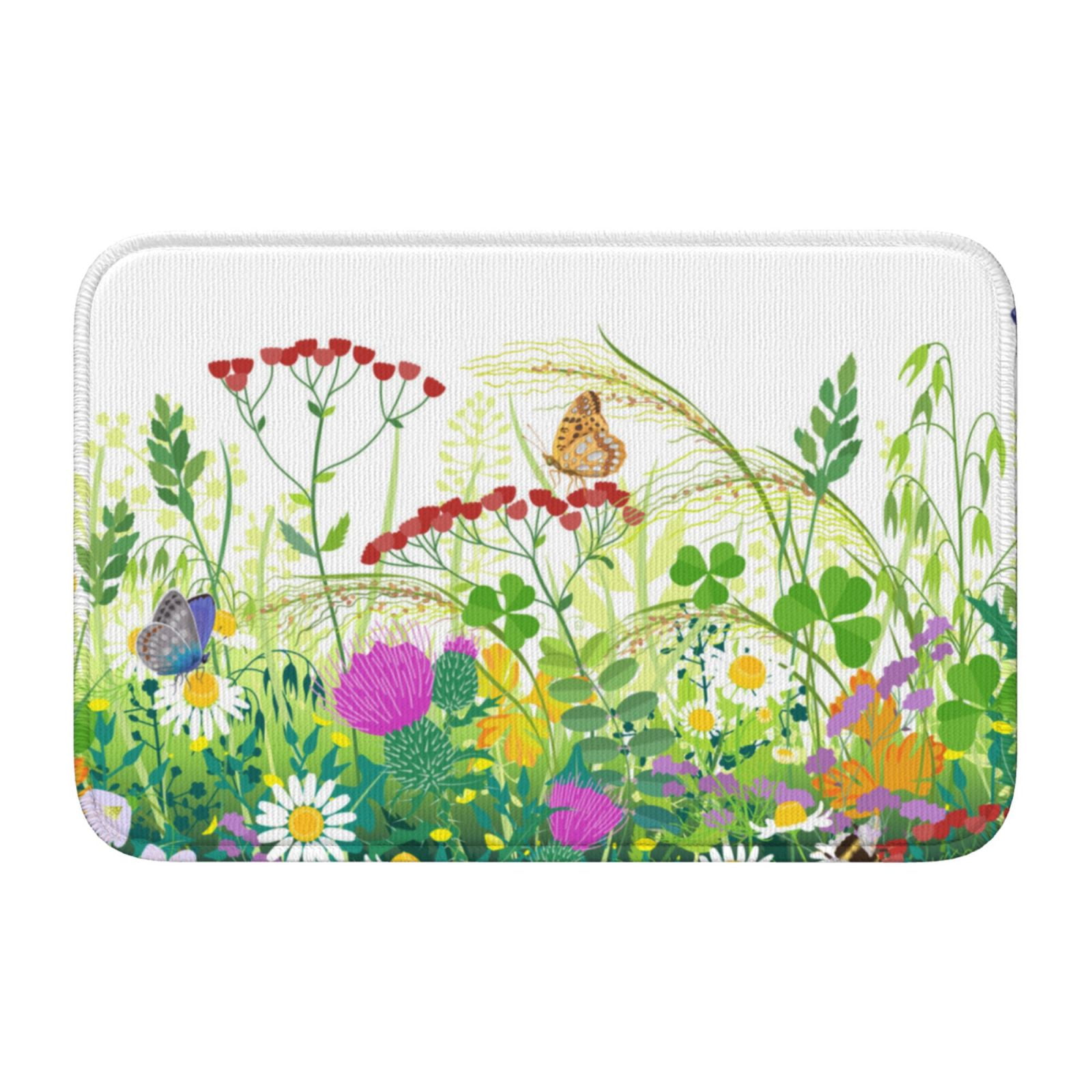 Zeuib Plants and Insects Anti-Slip Polyester Floor Mat - Durable, Non ...