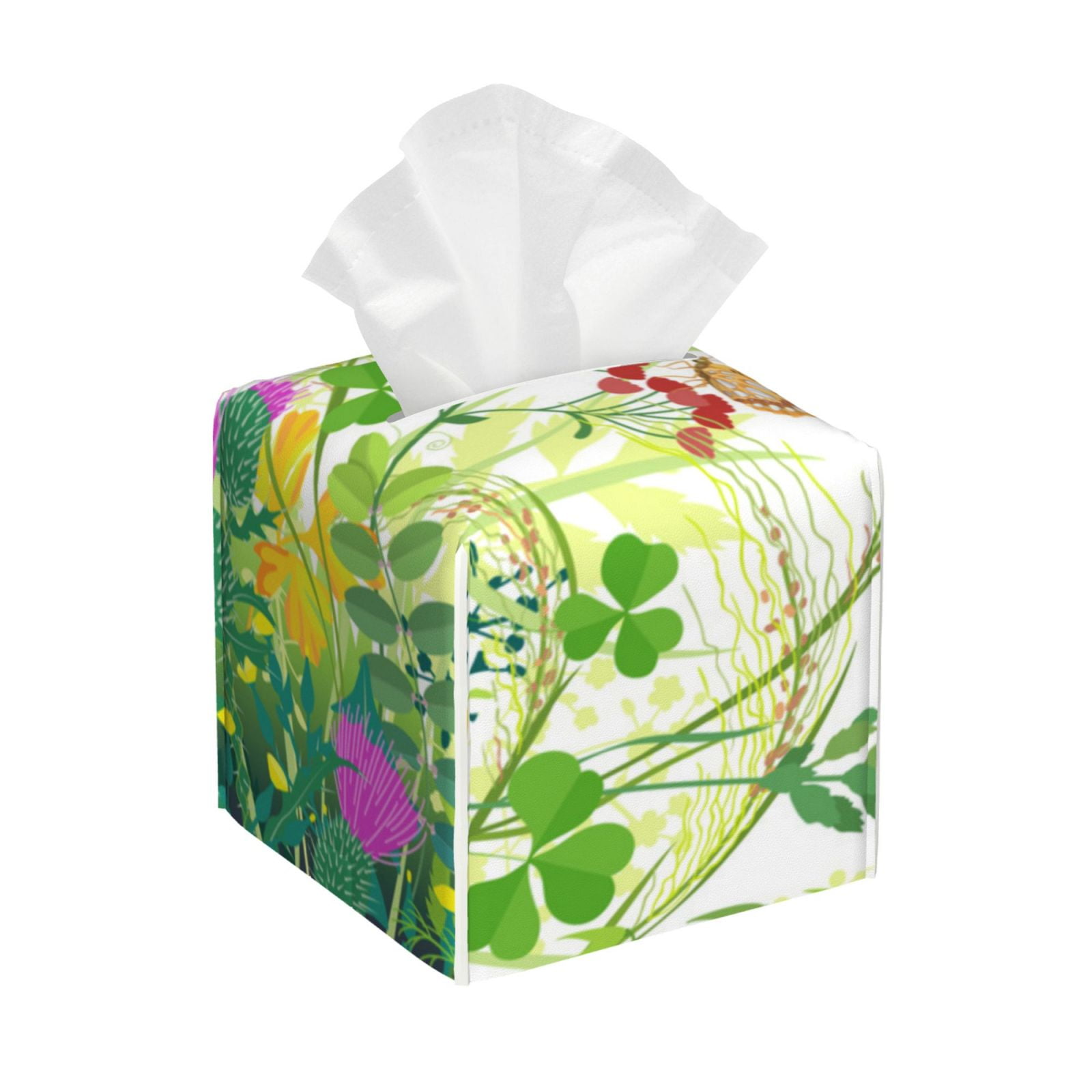 Palm Tree Sunset Hawaii Tissue Box Cover - Foldable Square PU Leather Holder For Bathroom, Nightstand, Or Tabletop