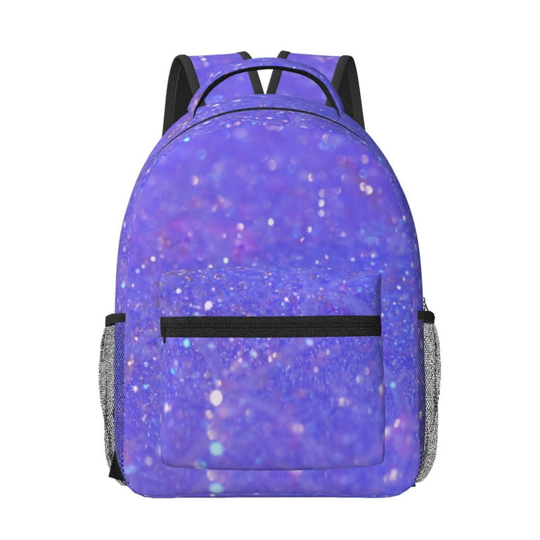 Zeuib Purple Glitter Stylish Canvas Laptop Backpack Rucksack Vintage Backpack Durable Large Capacity for School Travel and Daily Use One Size Walmart