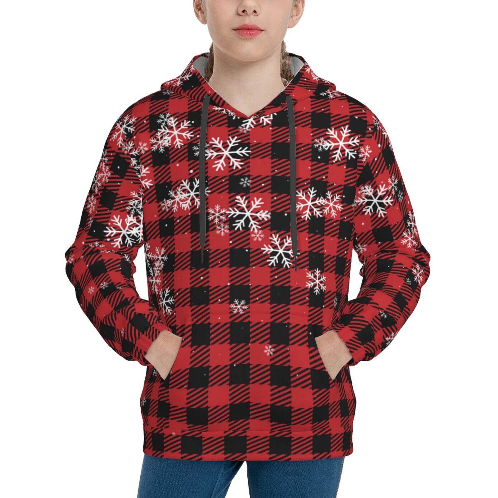 Zeuib Red Buffalo Plaid Design Hoodies For Boys and Girls,Oversized Hoodie,Clothes Jackets for