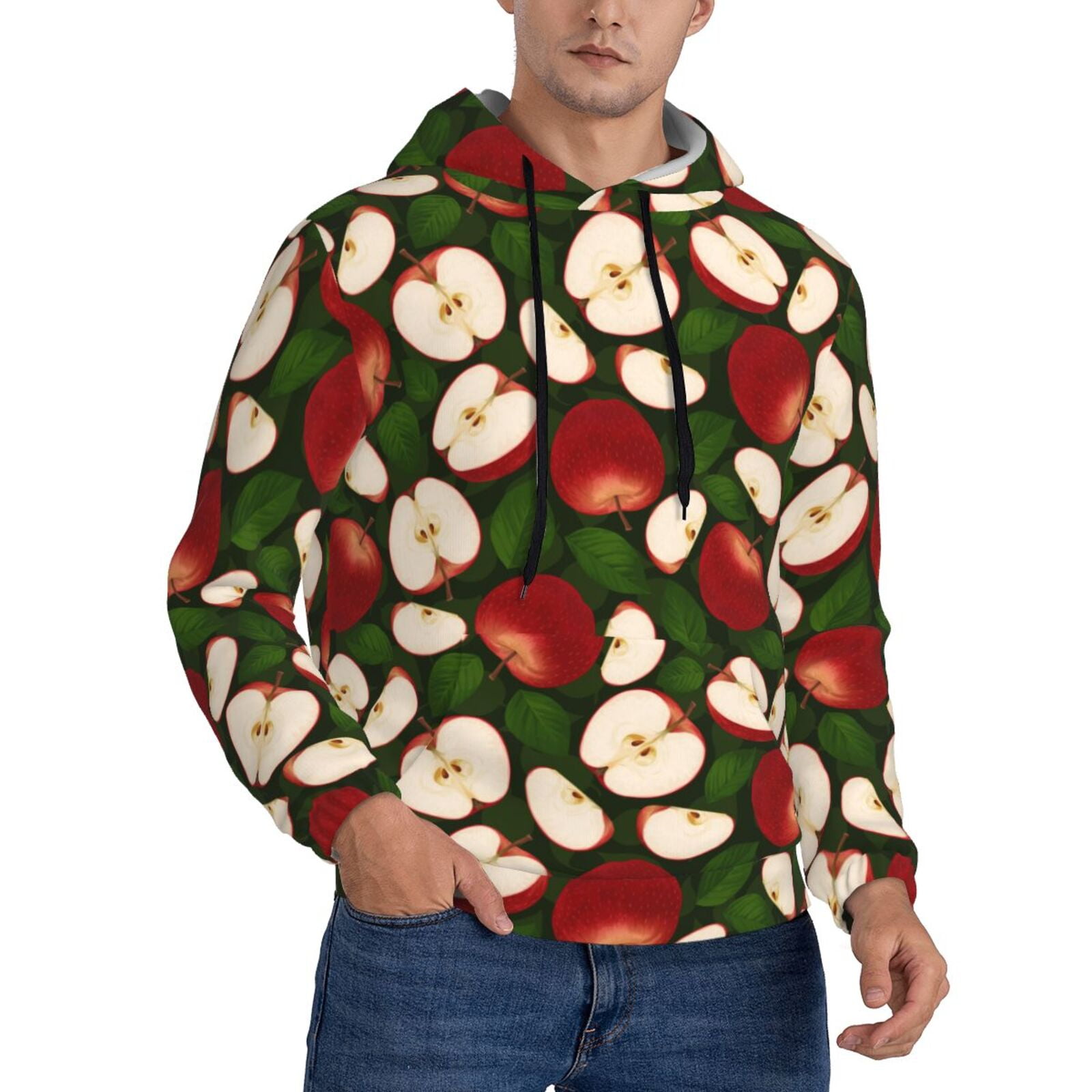 Zufioo Red Fruit Design Fleece Comfortable Hoodie for Mens,Sweatshirt