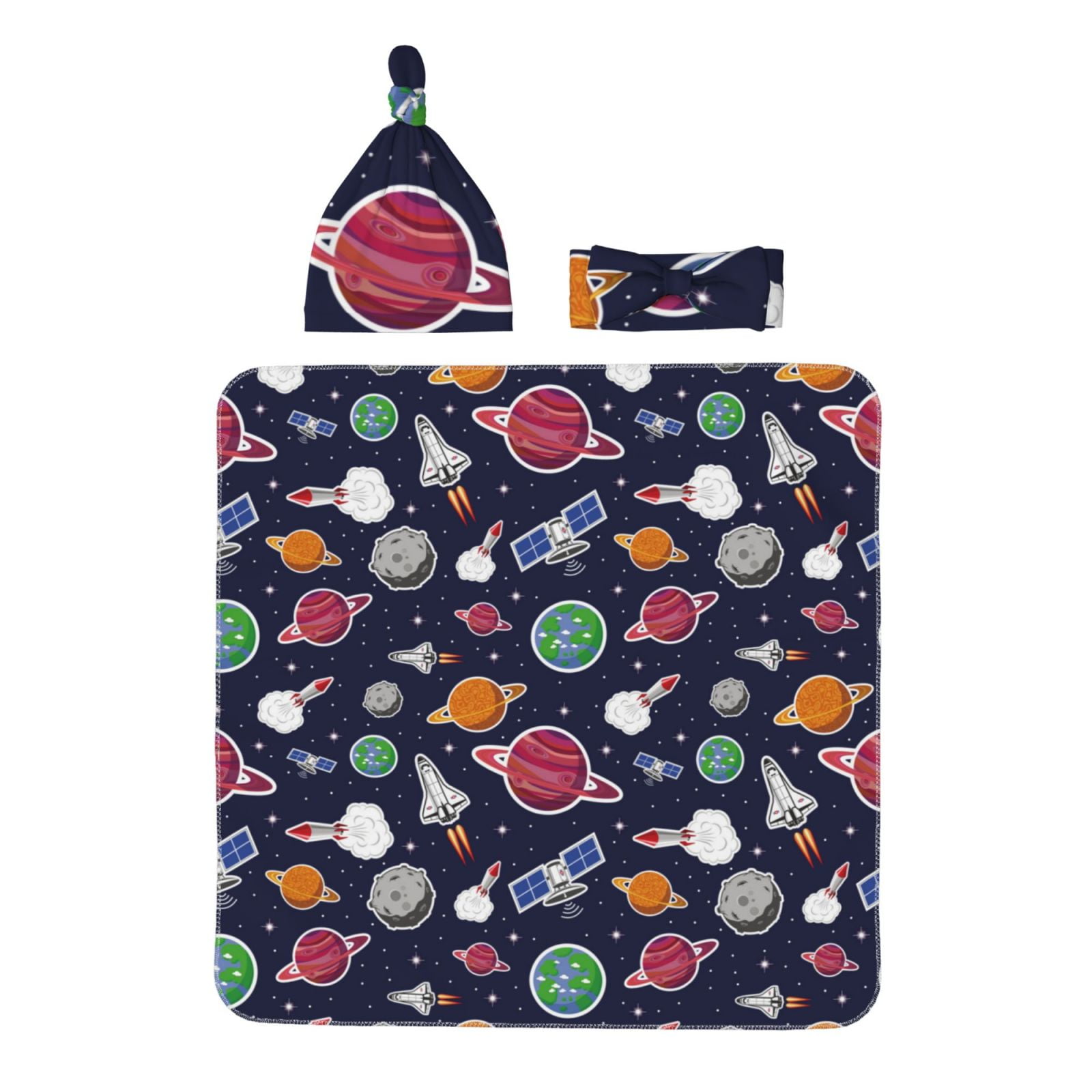 Zeuib Rocket Satellite Newborn Swaddle Set Baby Receiving Blanket with