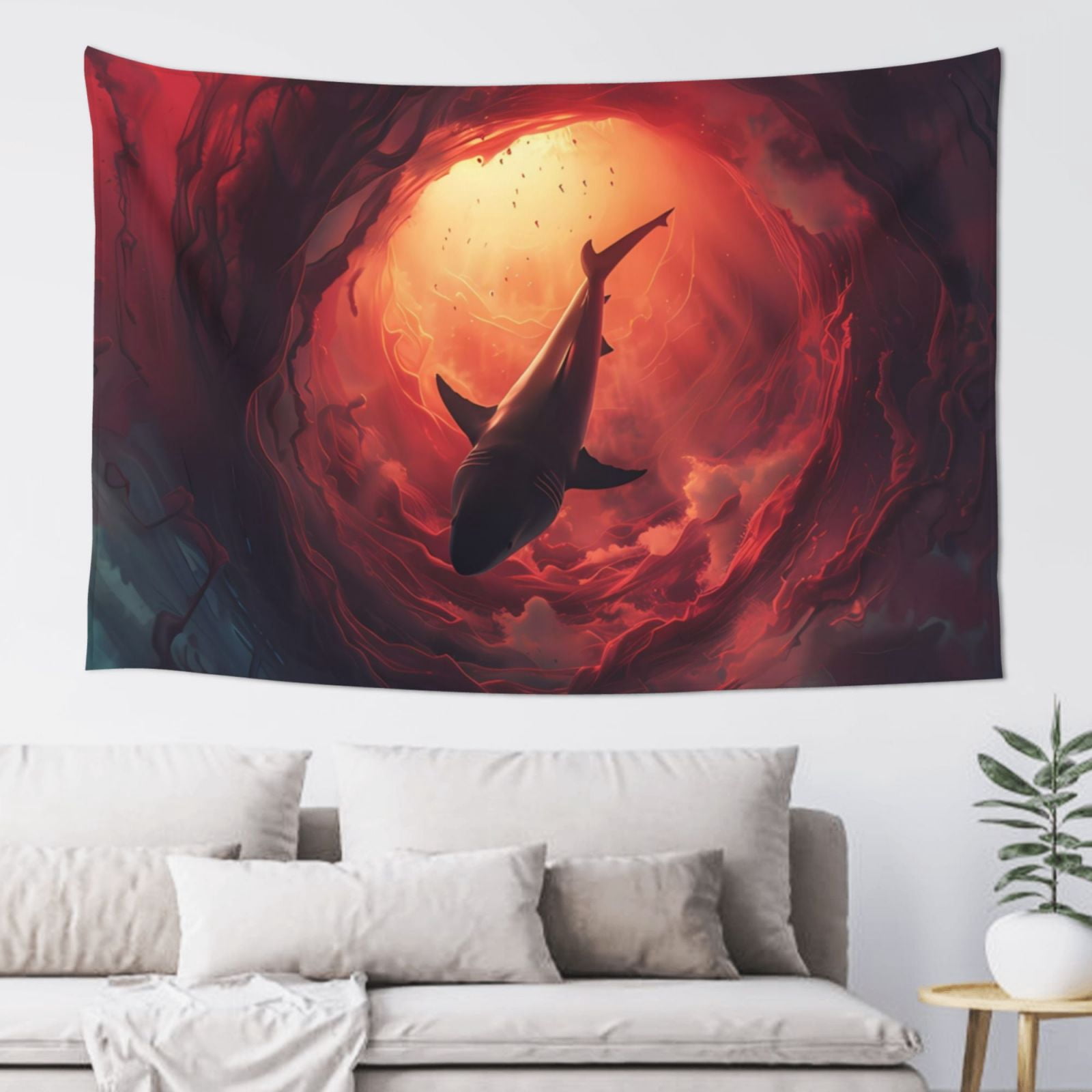 Zeuib Shark Underwater Vortex Print 60x40in Tapestry Wall Hanging,Easy ...