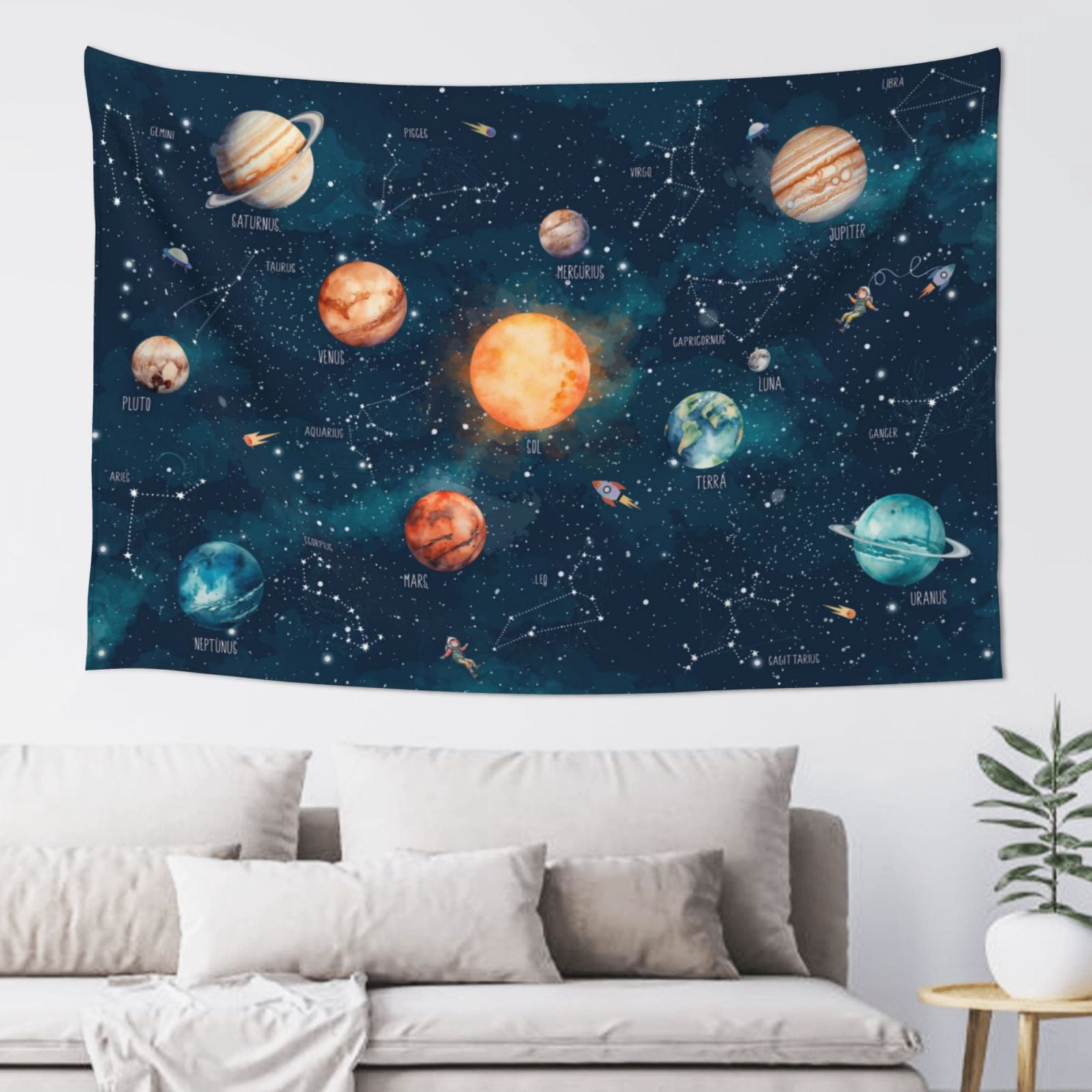 Zeuib Solar System And Planets Print 60x40in Tapestry Wall Hanging,Easy ...
