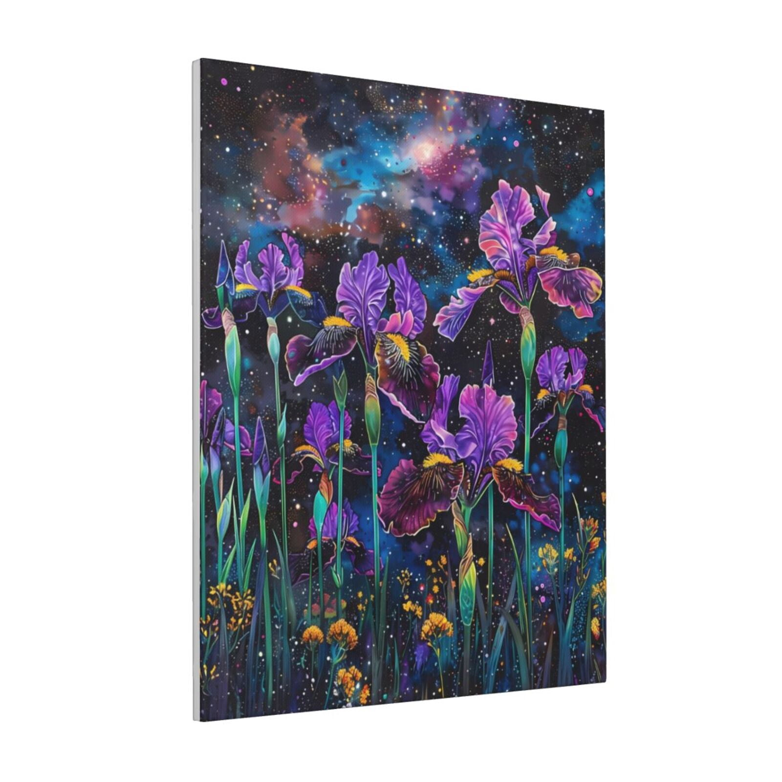 Zeuib Starry Night Iris Field Print Farmhouse Canvas Wall Art For ...