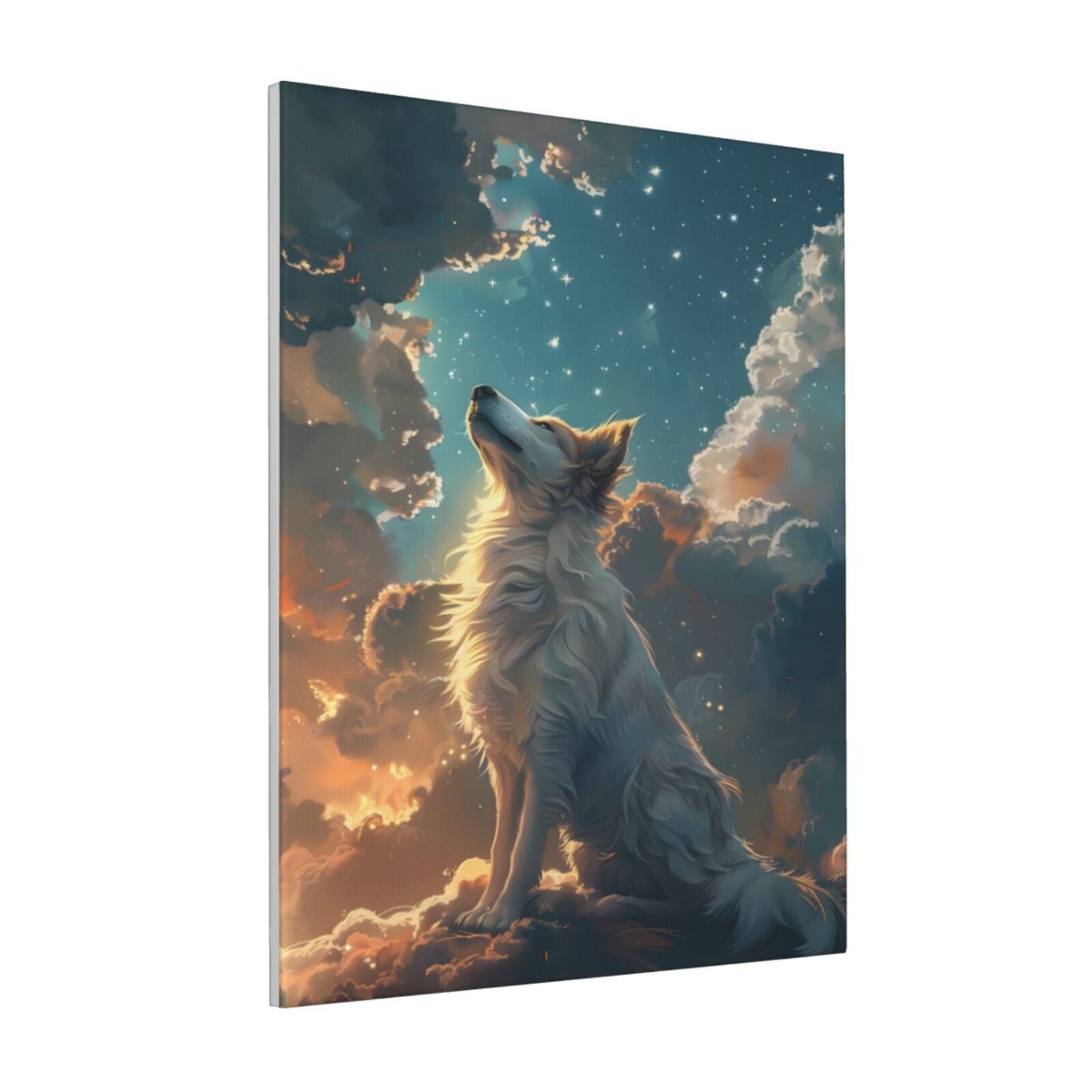 Zeuib Starry Sky Cloud Wolf Print Farmhouse Canvas Wall Art For Bedroom ...