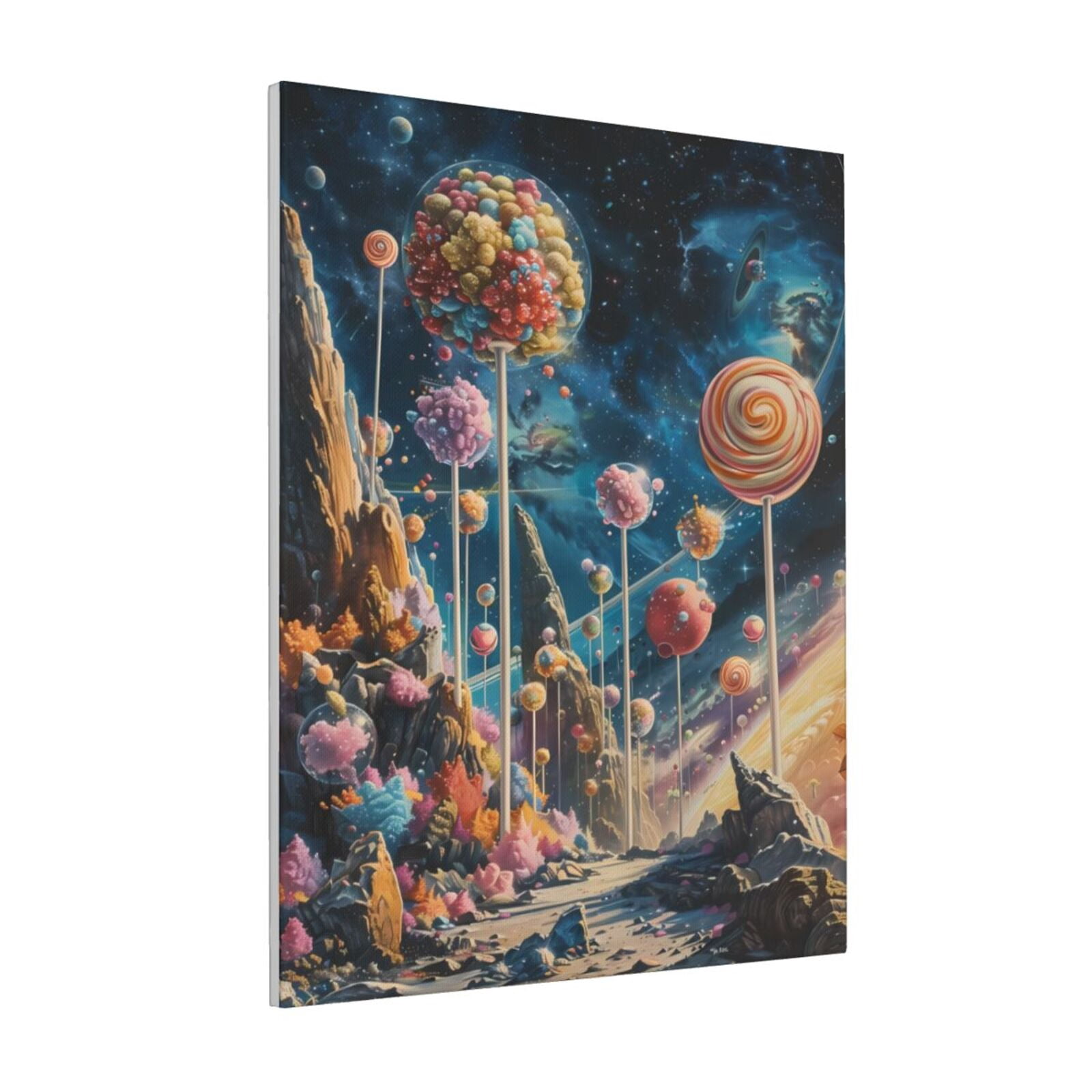 Zeuib Starry Sky Planet Lollipop Print Farmhouse Canvas Wall Art For ...