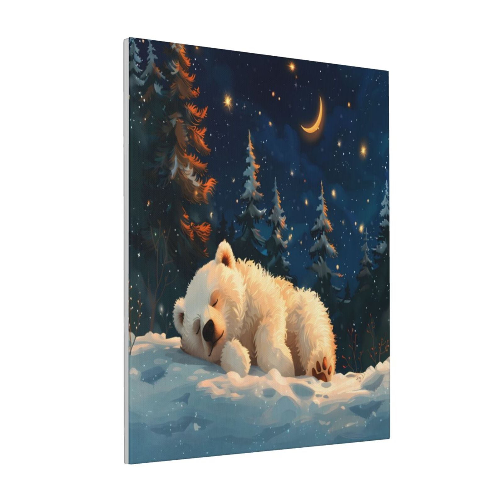 Zeuib Starry Sky Sleep White Bear Print Farmhouse Canvas Wall Art For ...