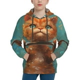 Zufioo Strong Kitten Lifting Weights Design Hoodies For Boys and Girls
