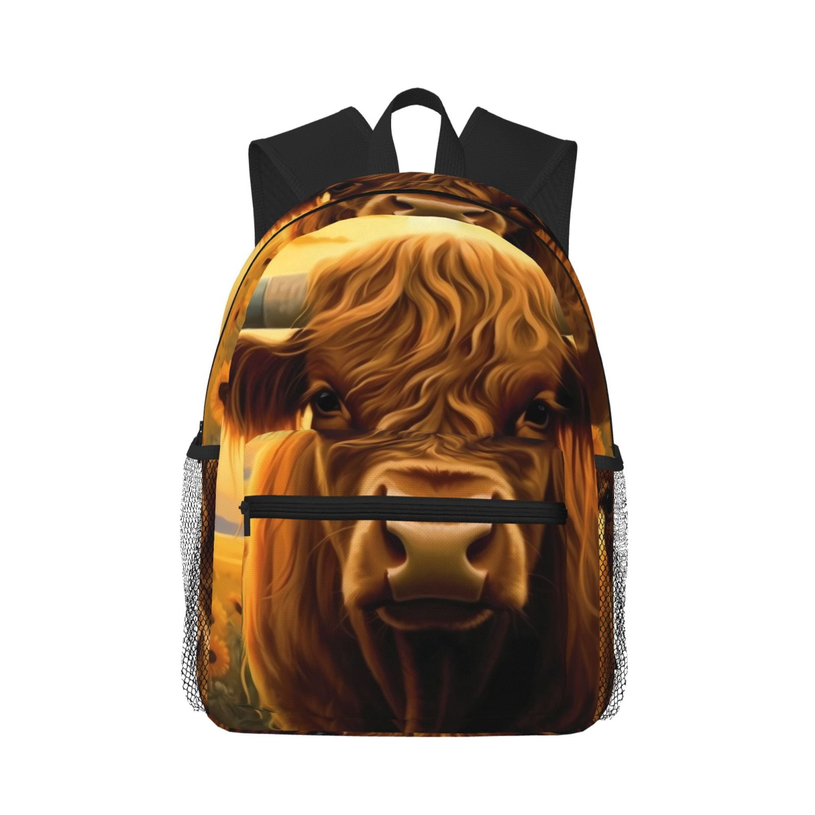 Cow Backback Zeuib Sunset Sunflower Cow A Backpack,Stylish, Comfortable, and ...
