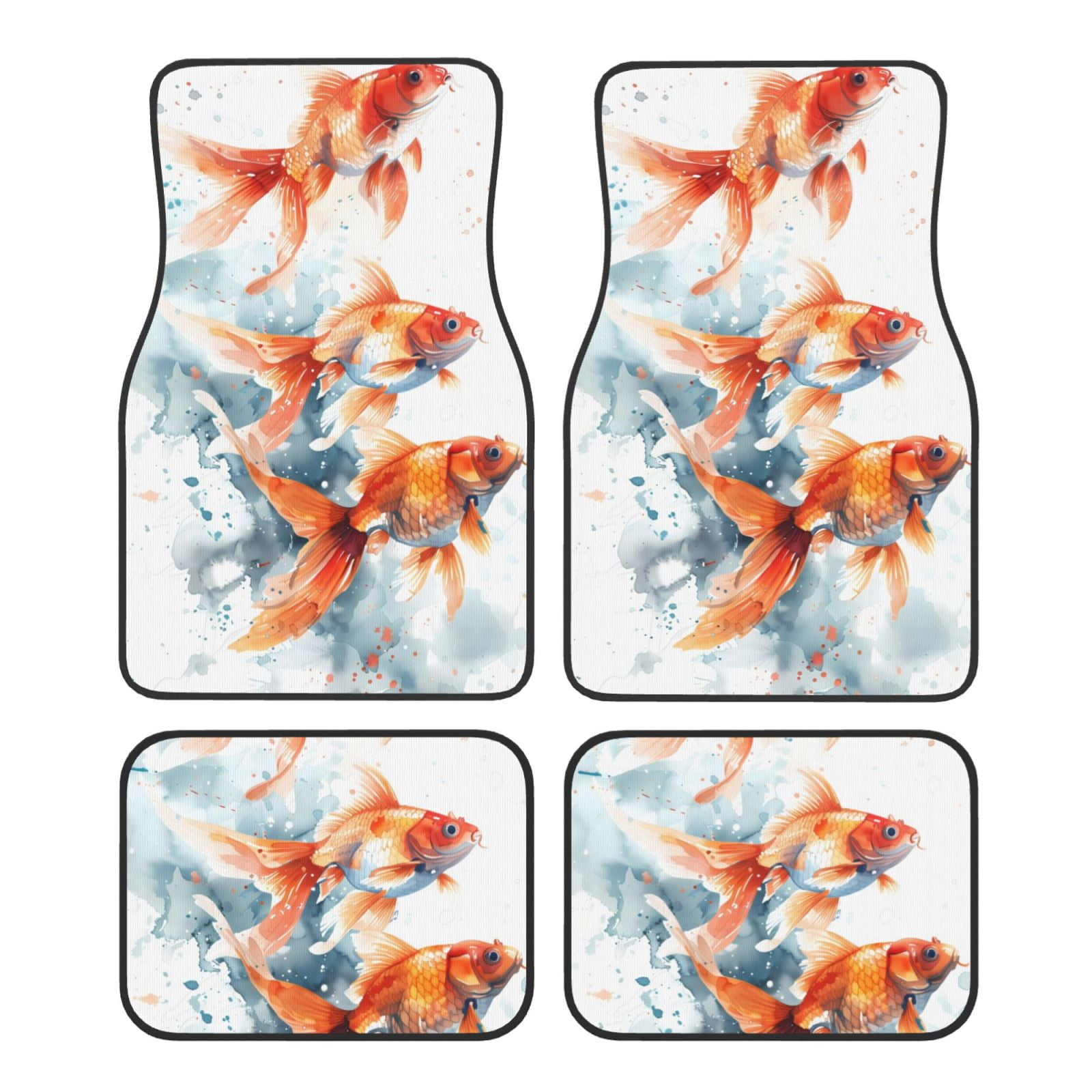 Zeuib Three Goldfish Watercolor Splash Front Car Floor Mats Four-Piece ...