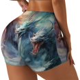 thumbnail image 1 of Balery Ink Style Wave Dragon Printed Workout Shorts for Women Seamless Scrunch Short Gym Yoga Running Sport Active Exercise Fitness Shorts-Small, 1 of 8