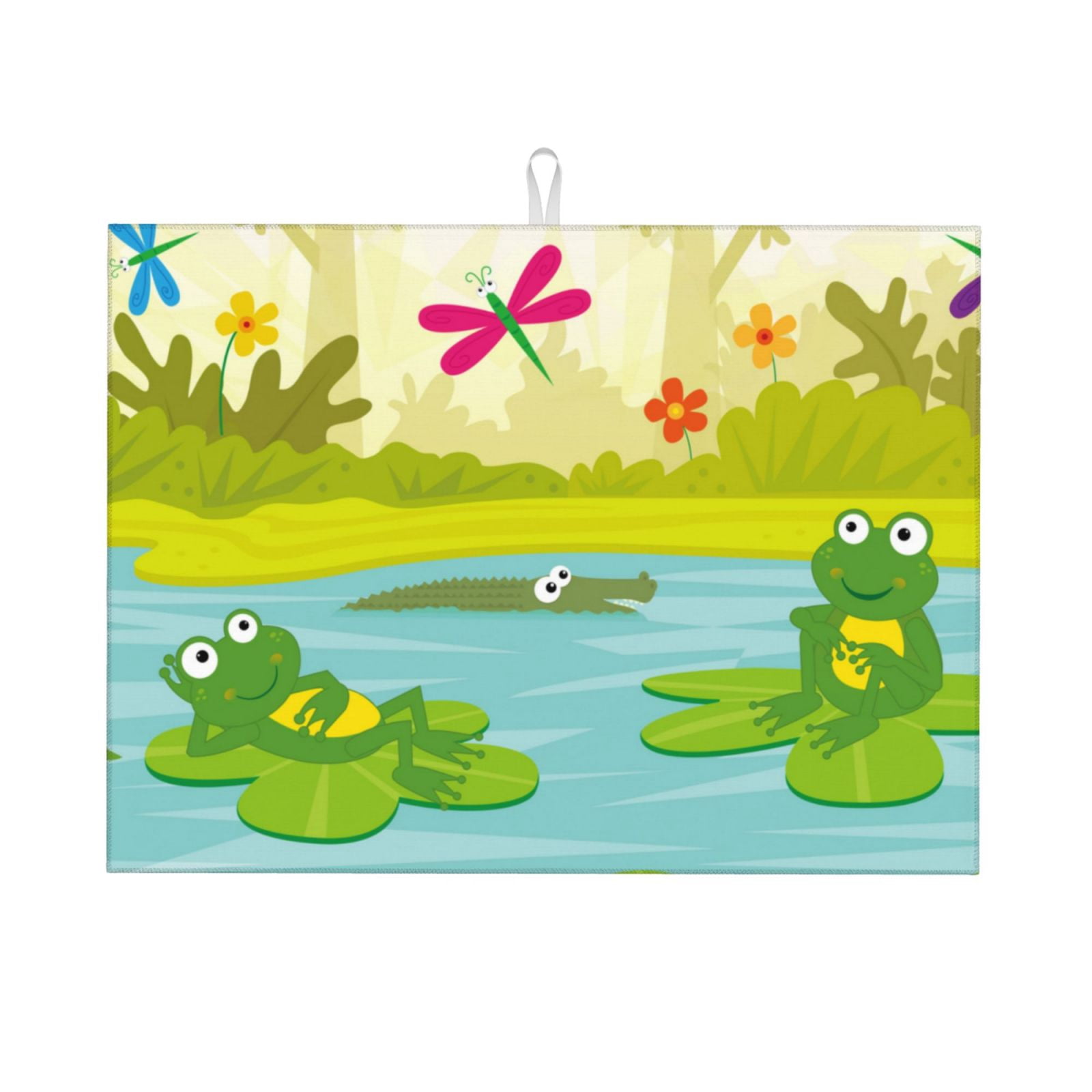 Zeuib Two Frogs Are Sitting On Water Lilies Dish Drainer Kitchen ...